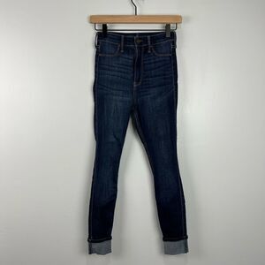 Hollister Dark Wash Junior’s Ultra High Rise Crop Jean Legging 1R/25